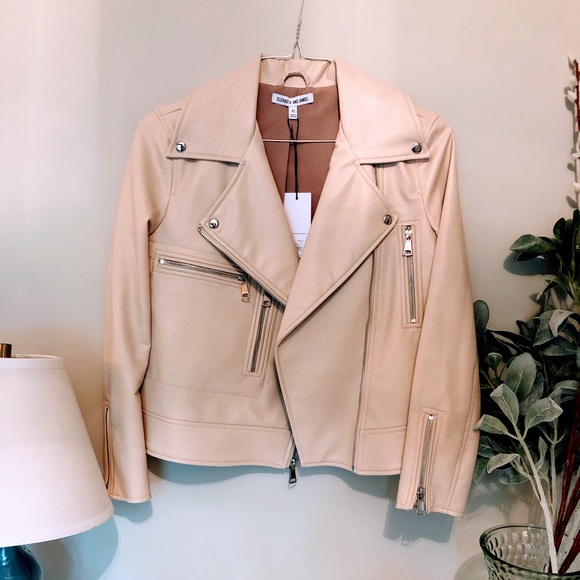Beige Faux Leather Jacket BRAND NEW! - Picture 1 of 3